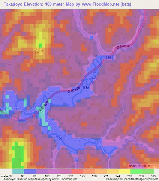 Takadoyo,Japan Elevation Map