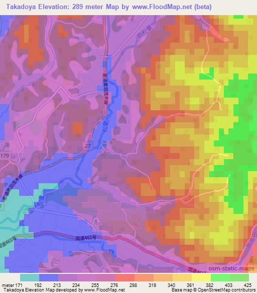 Takadoya,Japan Elevation Map