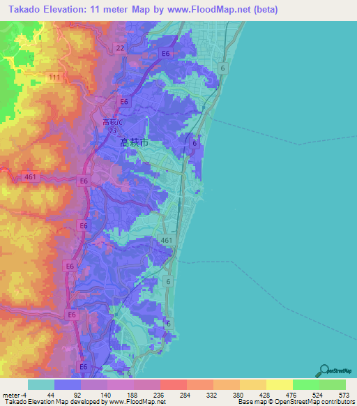 Takado,Japan Elevation Map