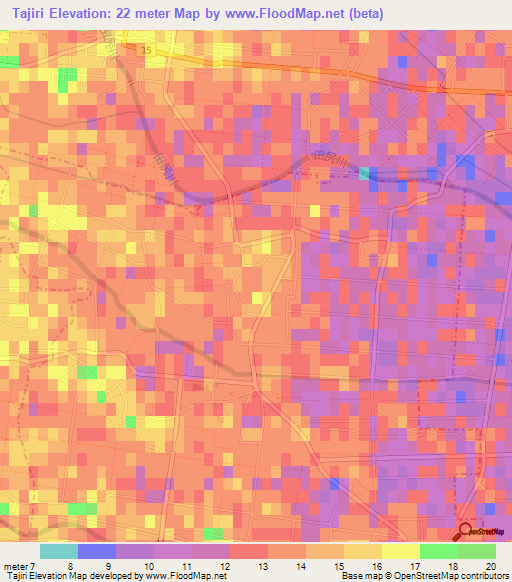 Tajiri,Japan Elevation Map