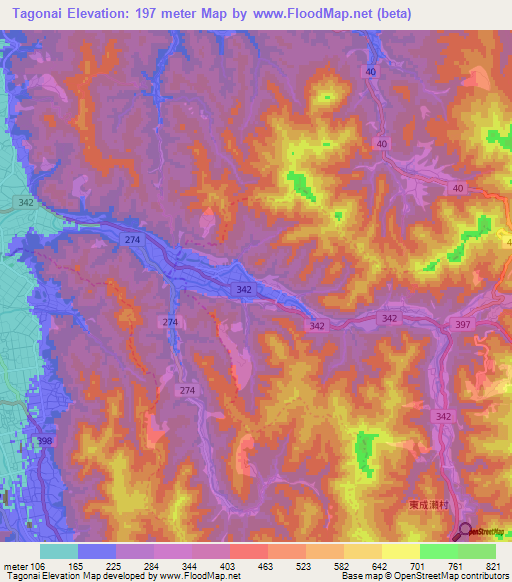 Tagonai,Japan Elevation Map