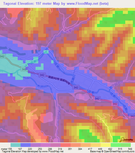 Tagonai,Japan Elevation Map