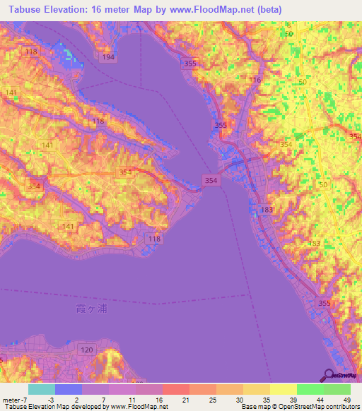 Tabuse,Japan Elevation Map