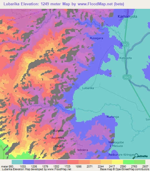 Lubarika,Congo (Kinshasa) Elevation Map