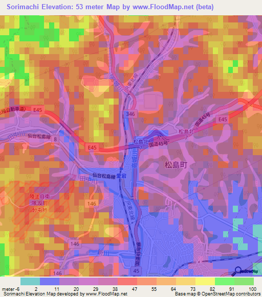 Sorimachi,Japan Elevation Map