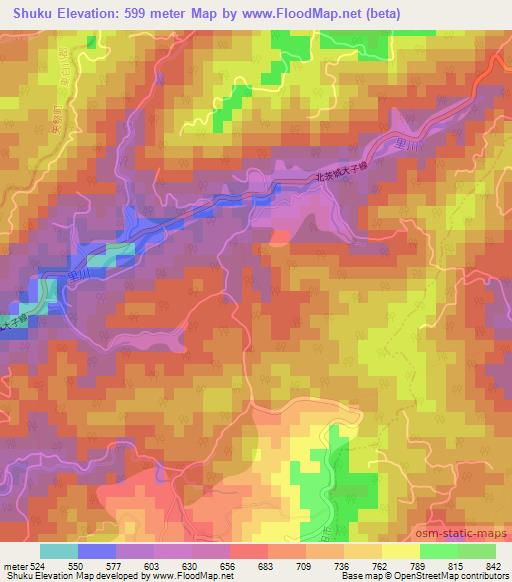 Shuku,Japan Elevation Map