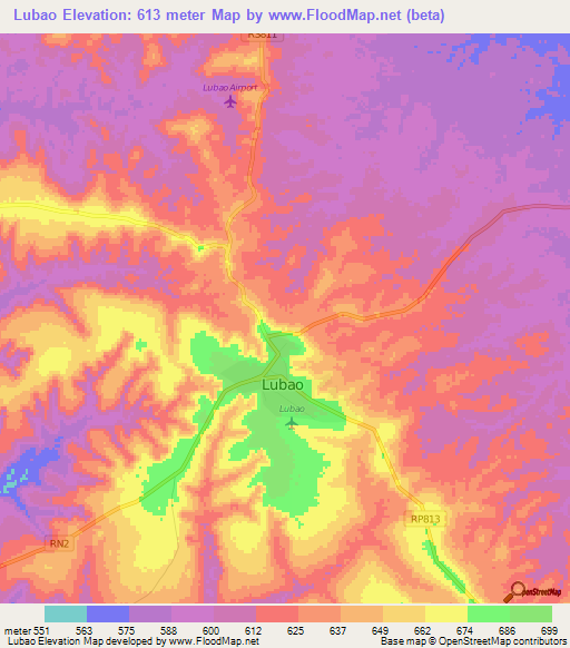 Lubao,Congo (Kinshasa) Elevation Map