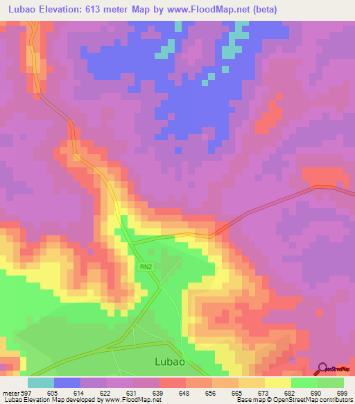 Lubao,Congo (Kinshasa) Elevation Map
