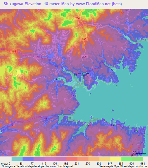 Shizugawa,Japan Elevation Map