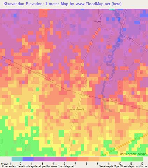 Kisavandan,Iran Elevation Map