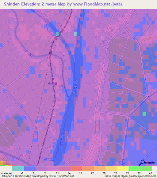 Shinden,Japan Elevation Map