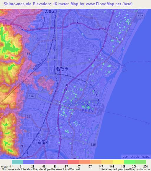 Shimo-masuda,Japan Elevation Map