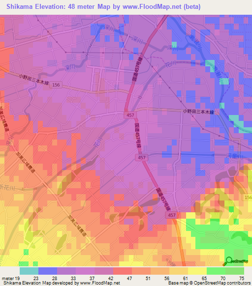 Shikama,Japan Elevation Map