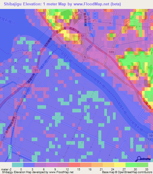 Shibajigu,Japan Elevation Map