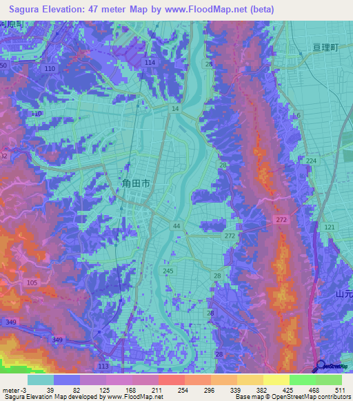 Sagura,Japan Elevation Map