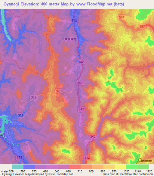 Oyanagi,Japan Elevation Map