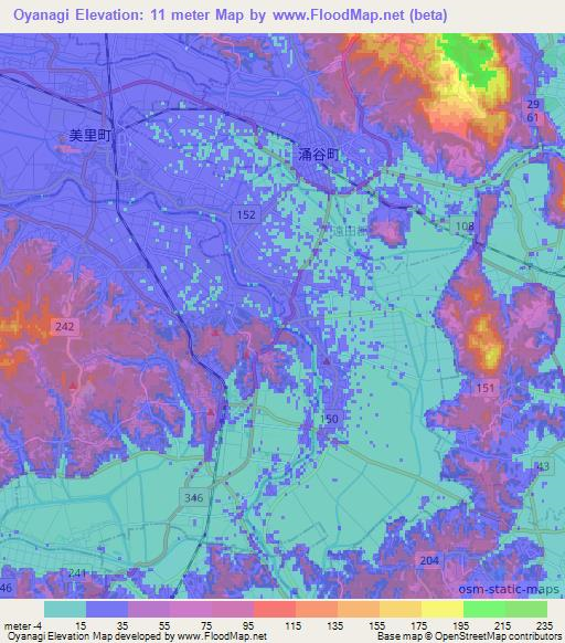 Oyanagi,Japan Elevation Map