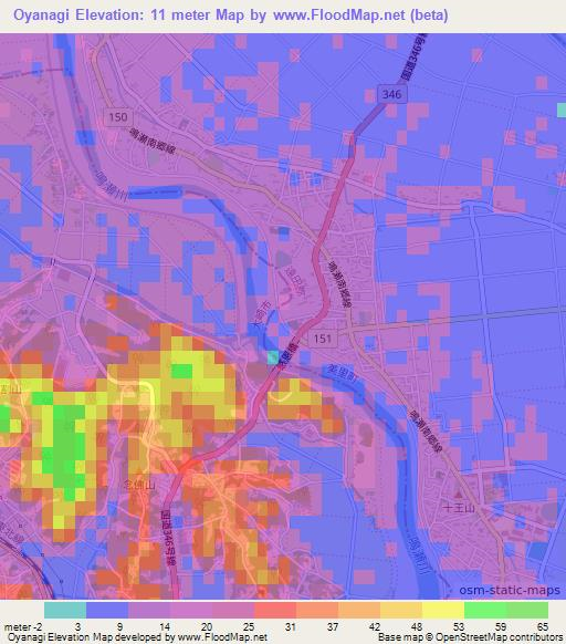 Oyanagi,Japan Elevation Map