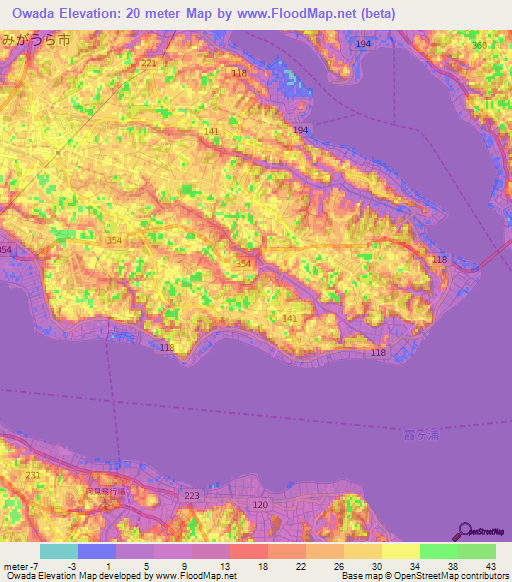Owada,Japan Elevation Map