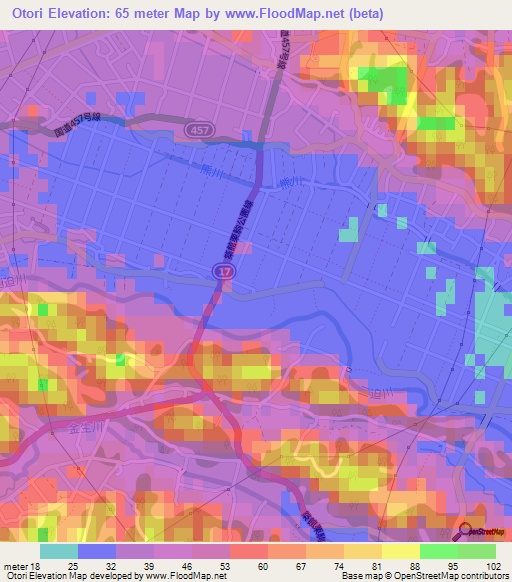 Otori,Japan Elevation Map