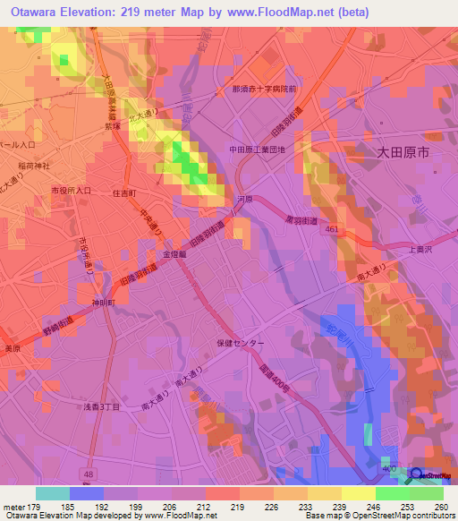 Otawara,Japan Elevation Map