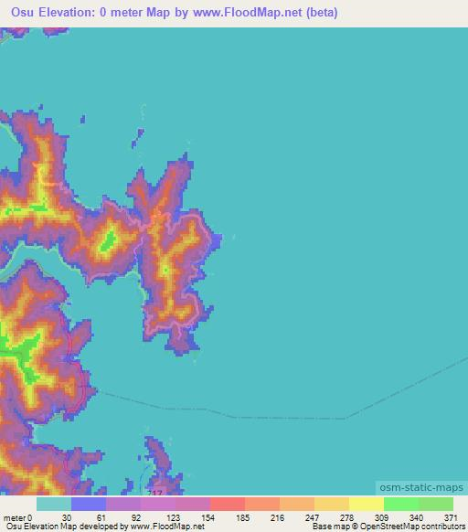 Osu,Japan Elevation Map