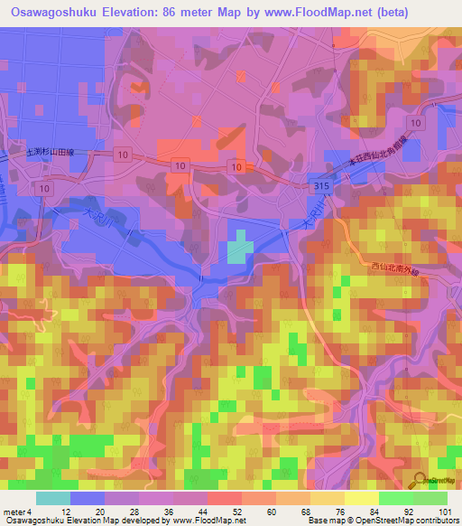 Osawagoshuku,Japan Elevation Map