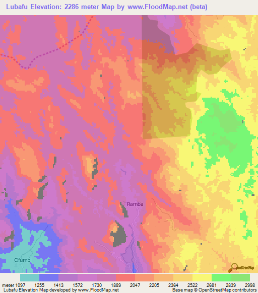 Lubafu,Congo (Kinshasa) Elevation Map