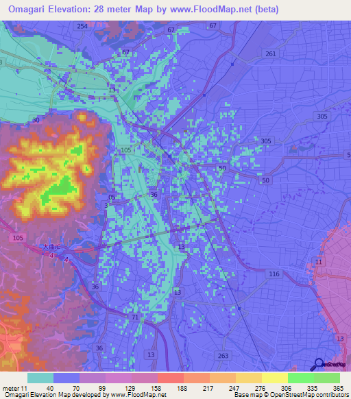 Omagari,Japan Elevation Map