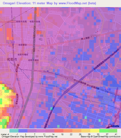 Omagari,Japan Elevation Map