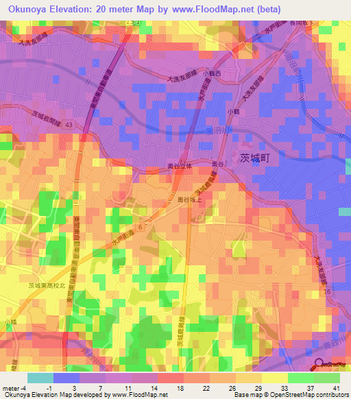 Okunoya,Japan Elevation Map