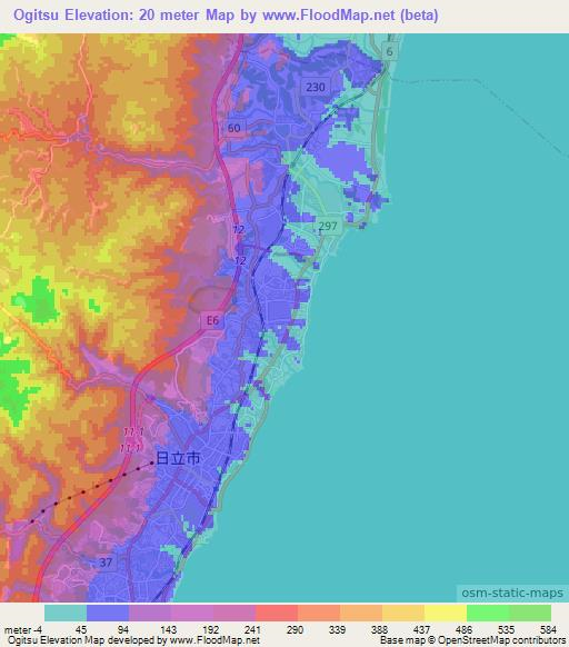 Ogitsu,Japan Elevation Map