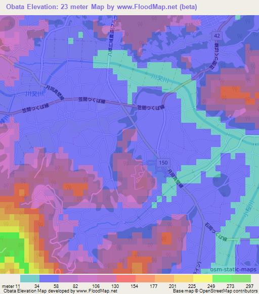 Obata,Japan Elevation Map