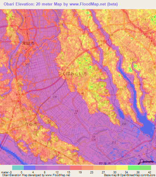 Obari,Japan Elevation Map
