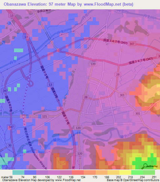 Obanazawa,Japan Elevation Map