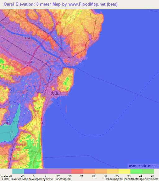 Oarai,Japan Elevation Map
