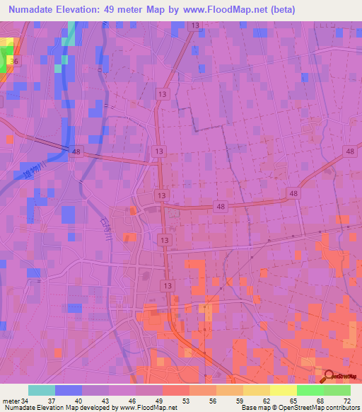 Numadate,Japan Elevation Map