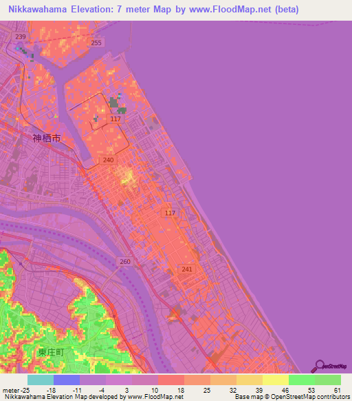 Nikkawahama,Japan Elevation Map