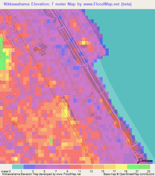 Nikkawahama,Japan Elevation Map