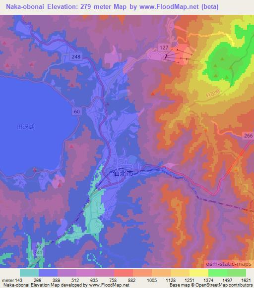 Naka-obonai,Japan Elevation Map