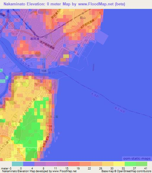 Nakaminato,Japan Elevation Map