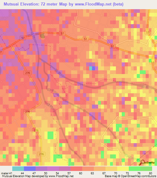 Mutsuai,Japan Elevation Map