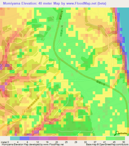Momiyama,Japan Elevation Map