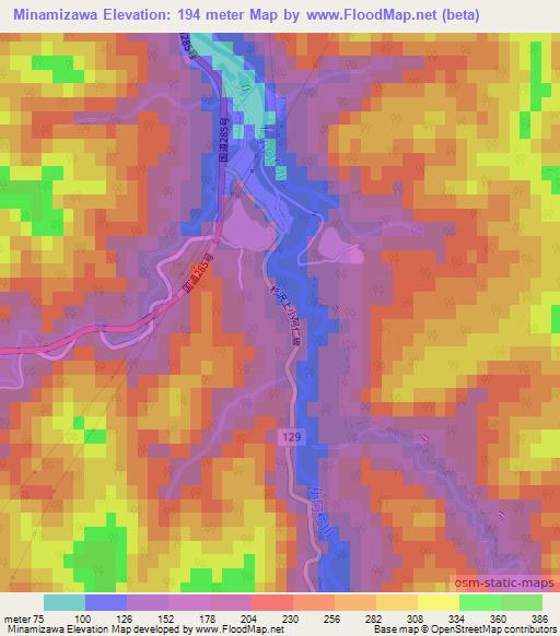 Minamizawa,Japan Elevation Map
