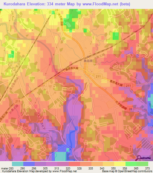 Kurodahara,Japan Elevation Map