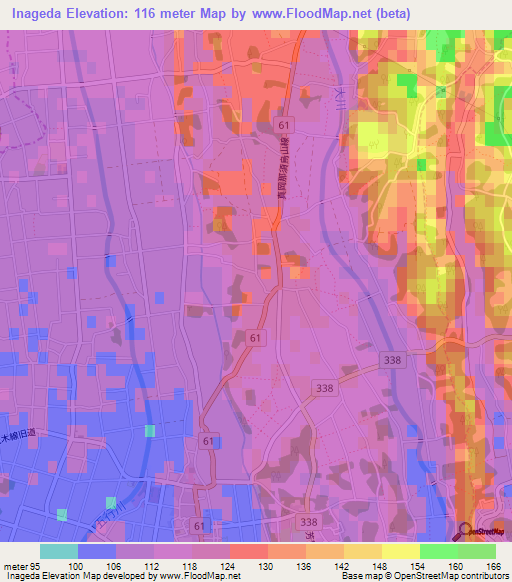 Inageda,Japan Elevation Map