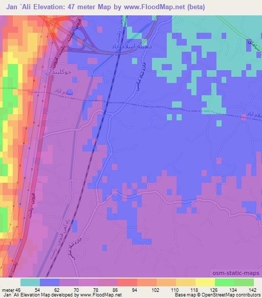 Jan `Ali,Iran Elevation Map