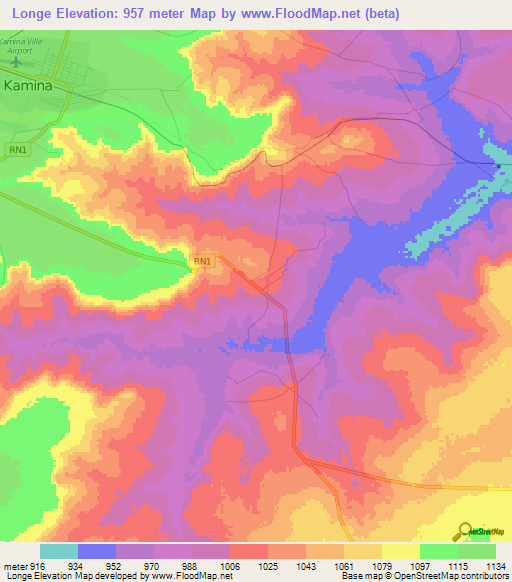 Longe,Congo (Kinshasa) Elevation Map