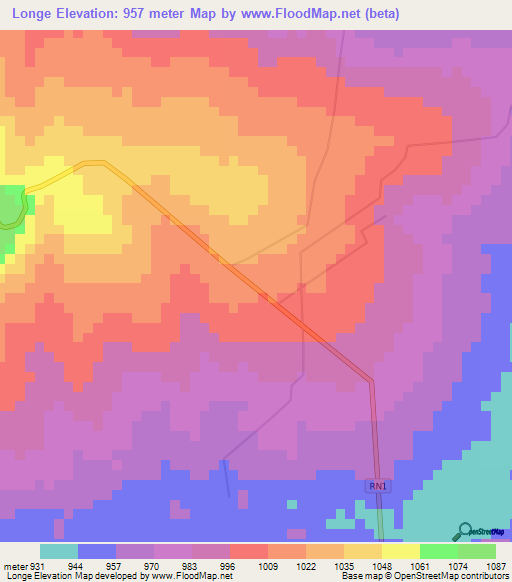 Longe,Congo (Kinshasa) Elevation Map