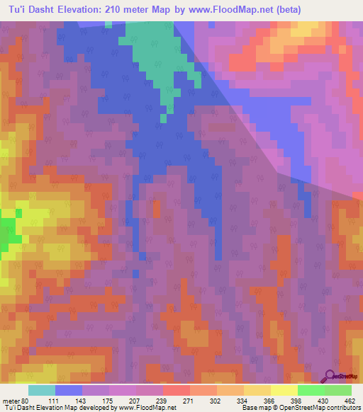 Tu'i Dasht,Iran Elevation Map